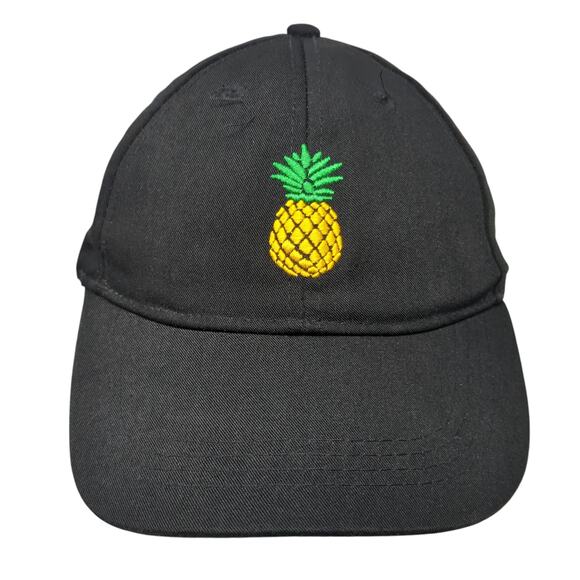 Pineapple Strapback Baseball Cap Black OS Adjustable Embroidered Cruise Club - Picture 1 of 10